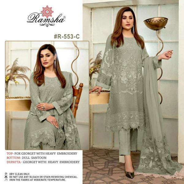 Ramsha R 553 Light Nx Georgette Designer Pakistani Suit Collection